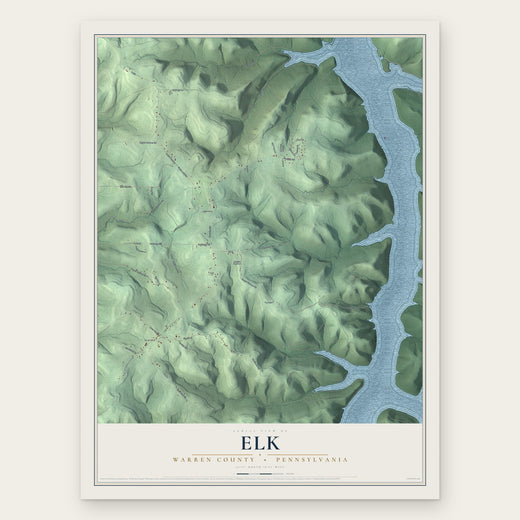 Elk, Warren County, Pennsylvania map print, the full design