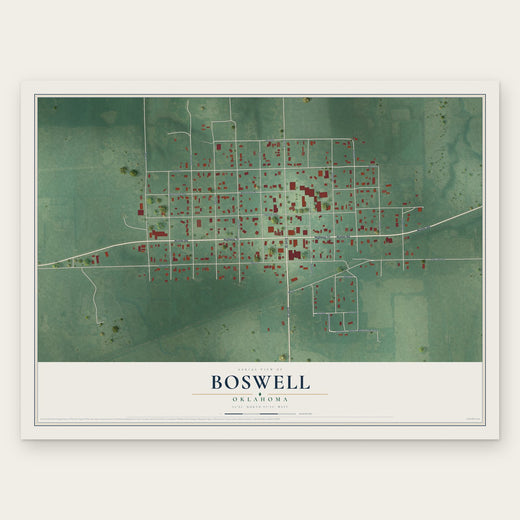 Boswell, Oklahoma map print, the full design