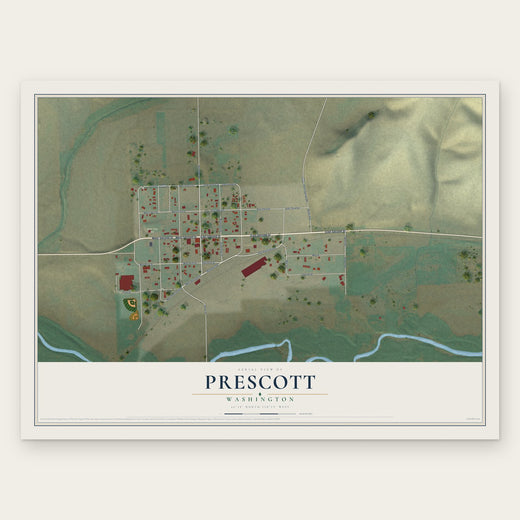 Prescott, Washington map print, the full design