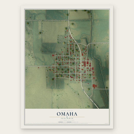 Omaha, Illinois map print, the full design
