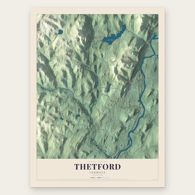 Thetford, Vermont map print, the full design