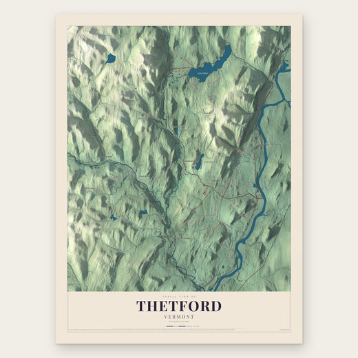 Thetford, Vermont map print, the full design