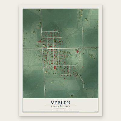Veblen, South Dakota map print, the full design