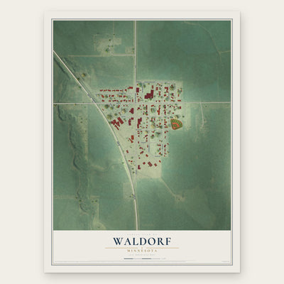 Waldorf, Minnesota map print, the full design