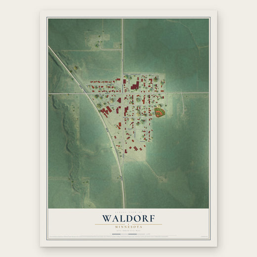 Waldorf, Minnesota map print, the full design