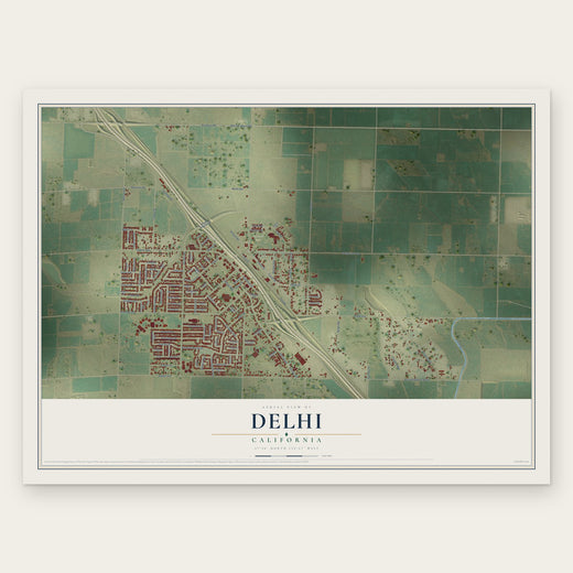 Delhi, California map print, the full design