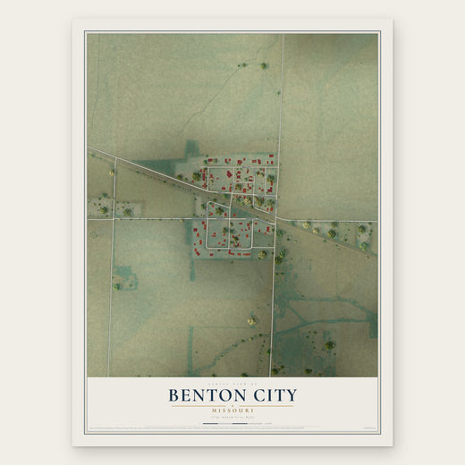 Benton City, Missouri map print, the full design