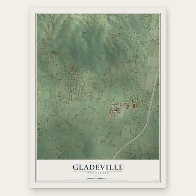 Gladeville, Tennessee map print, the full design