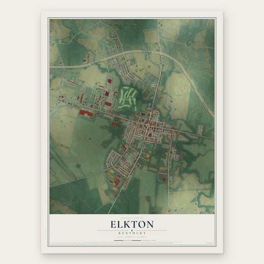 Elkton, Kentucky map print, the full design