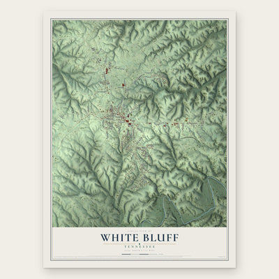 White Bluff, Tennessee map print, the full design