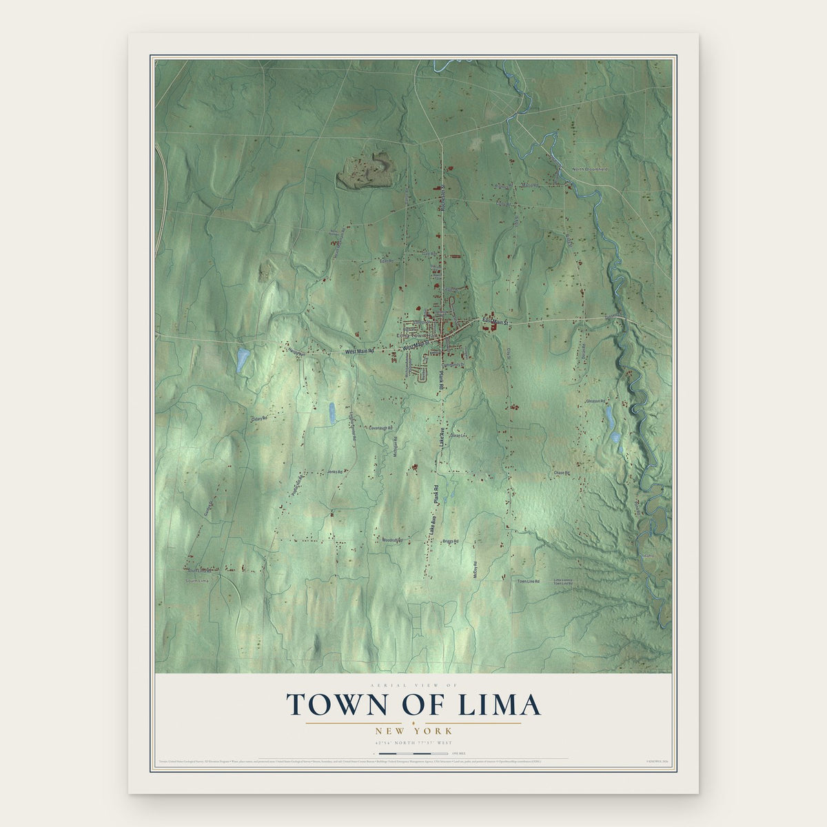 Town of Lima, New York map print, the full design