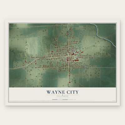 Wayne City, Illinois map print, the full design