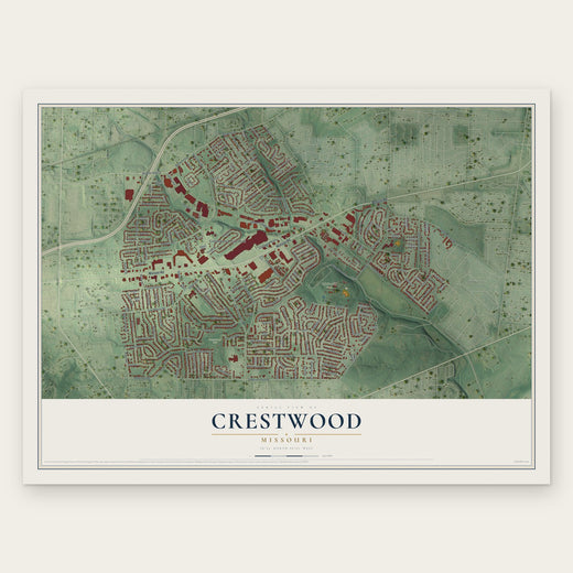 Crestwood, Missouri map print, the full design