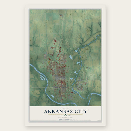 Arkansas City, Kansas map print, the full design