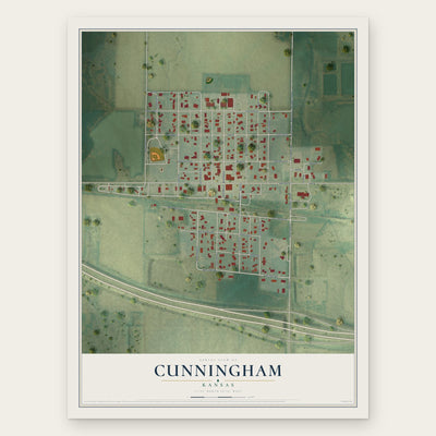 Cunningham, Kansas map print, the full design