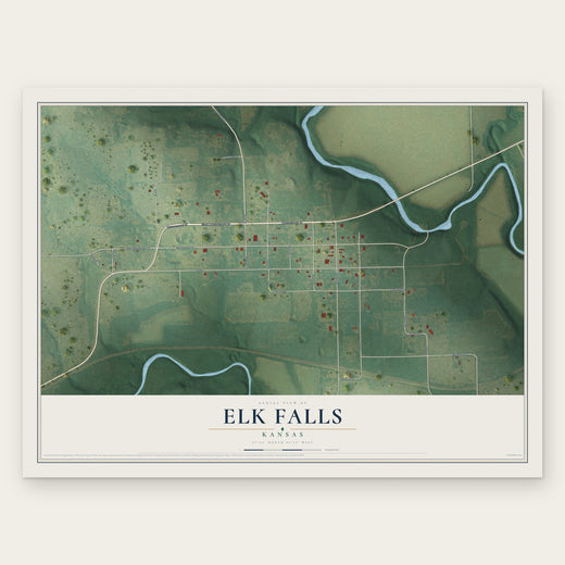 Elk Falls, Kansas map print, the full design
