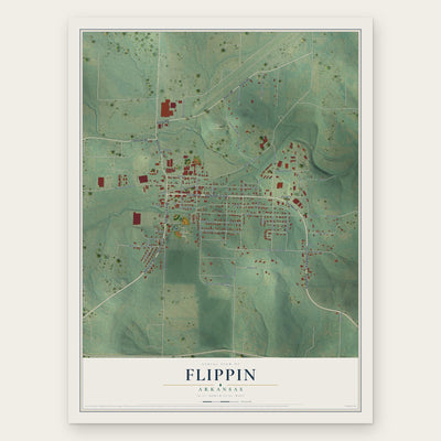 Flippin, Arkansas map print, the full design