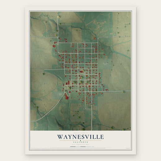 Waynesville, Illinois map print, the full design