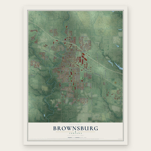 Brownsburg, Indiana map print, the full design