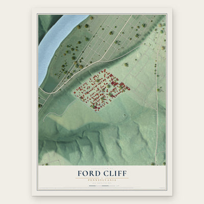 Ford Cliff, Pennsylvania map print, the full design