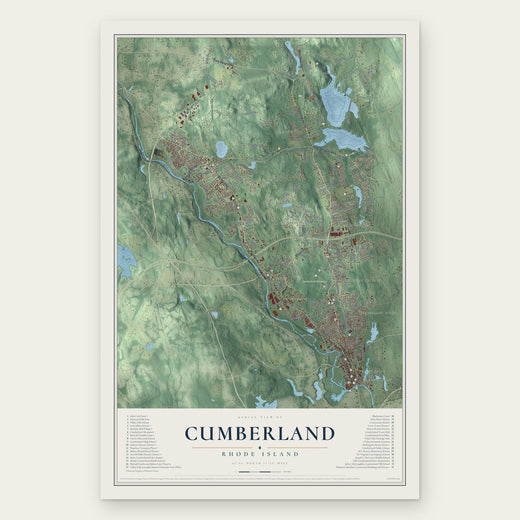 Cumberland, Rhode Island map print, the full design