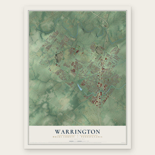 Warrington, Bucks County, Pennsylvania map print, the full design