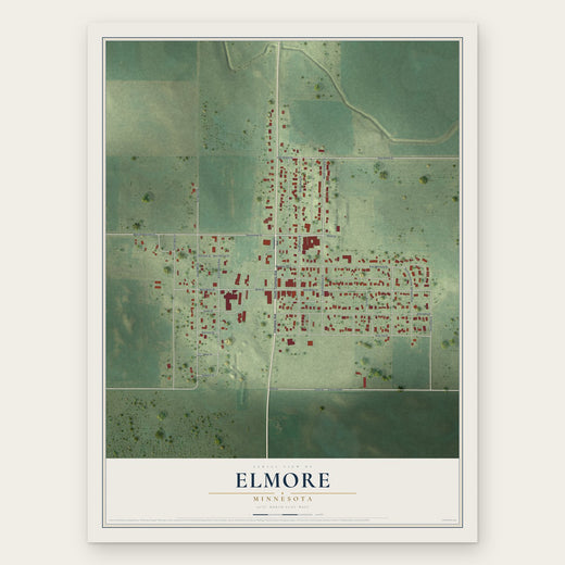 Elmore, Minnesota map print, the full design