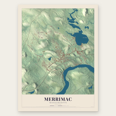 Merrimac, Massachusetts map print, the full design