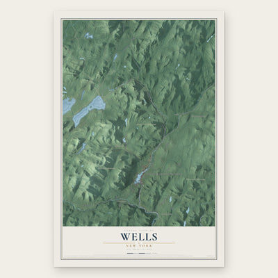 Wells, New York map print, the full design