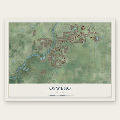 Oswego, Illinois map print, the full design