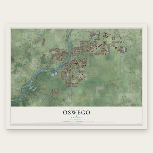 Oswego, Illinois map print, the full design