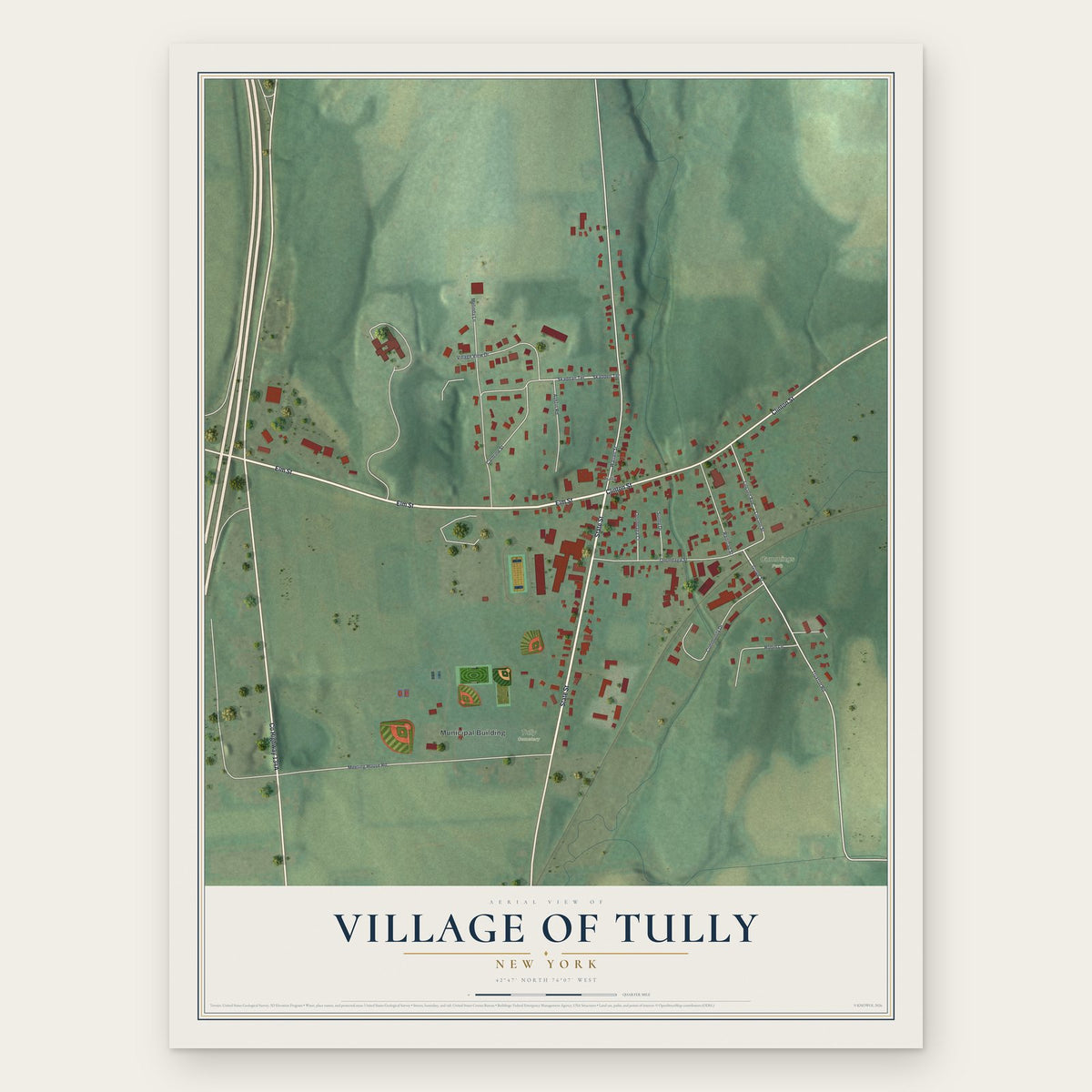Village of Tully, New York map print, the full design