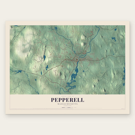 Pepperell, Massachusetts map print, the full design