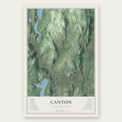 Canton, Connecticut map print, the full design