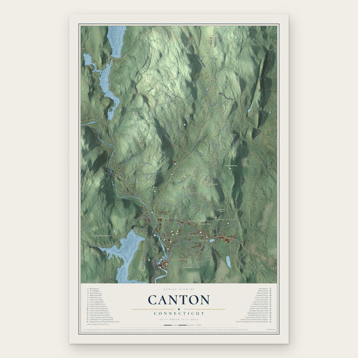 Canton, Connecticut map print, the full design