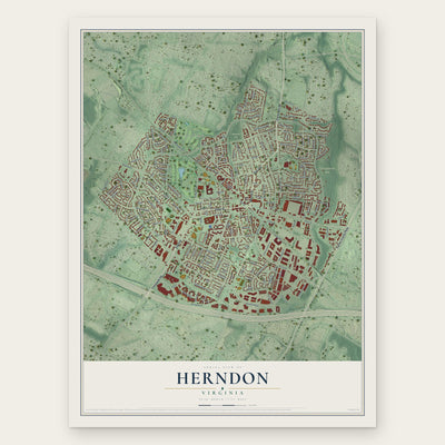 Herndon, Virginia map print, the full design