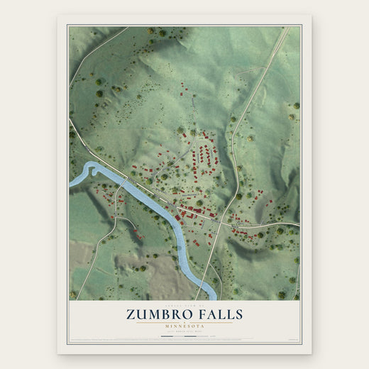 Zumbro Falls, Minnesota map print, the full design