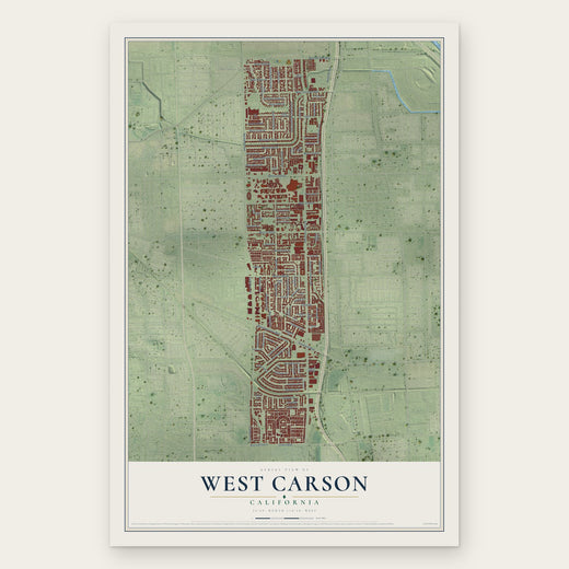 West Carson, California map print, the full design