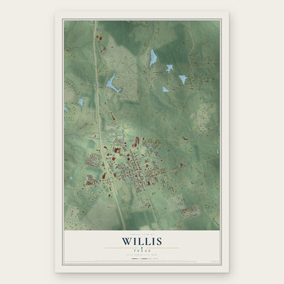 Willis, Texas map print, the full design