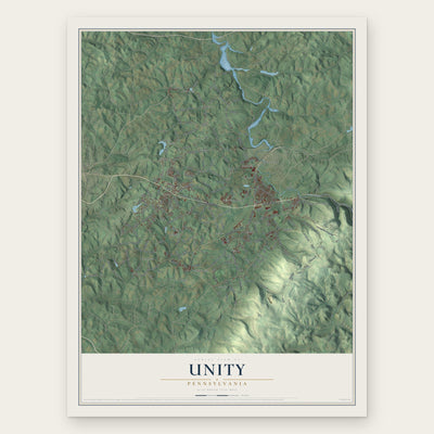 Unity, Pennsylvania map print, the full design