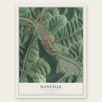 Danville, West Virginia map print, the full design
