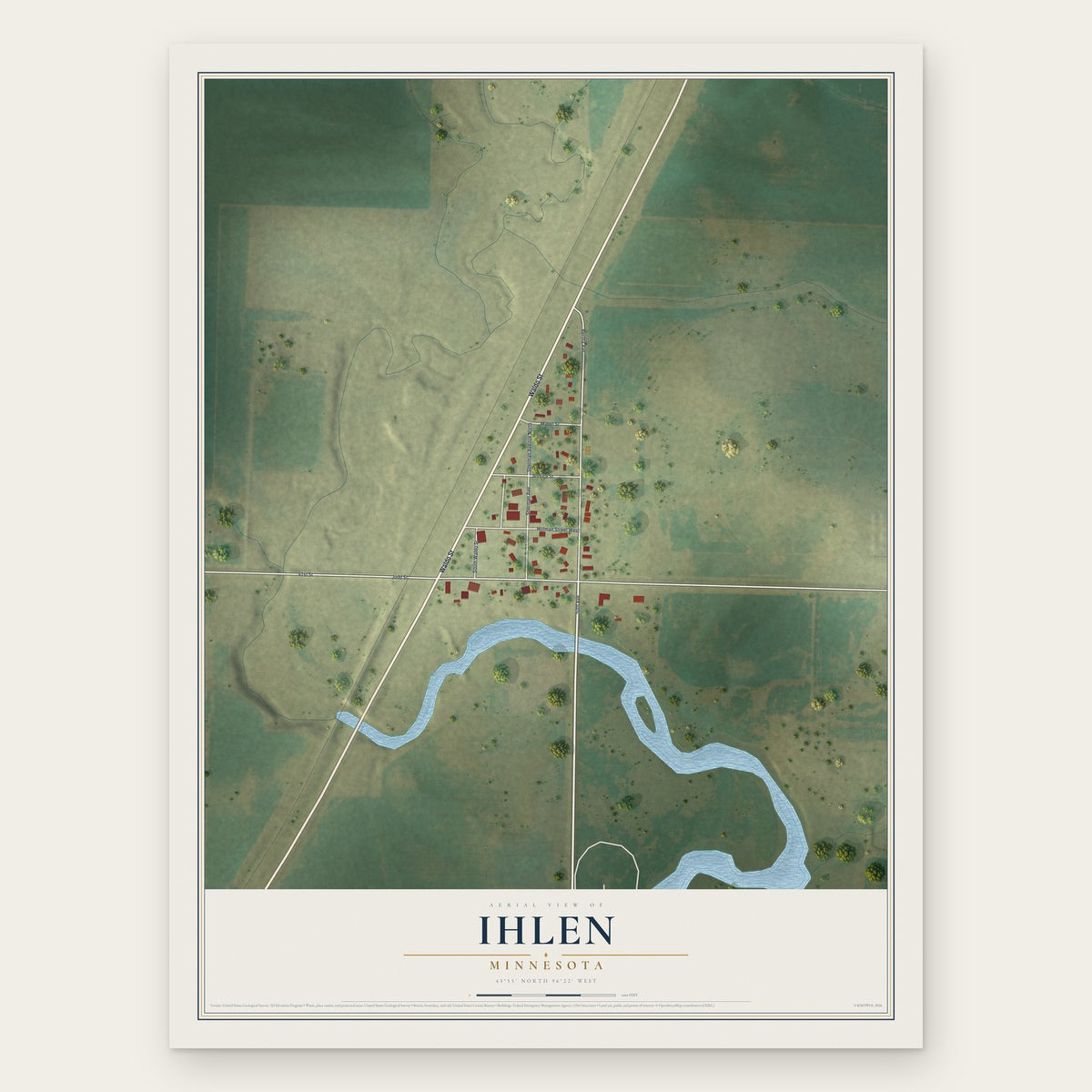 Ihlen, Minnesota map print, the full design