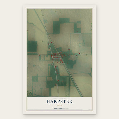 Harpster, Ohio map print, the full design