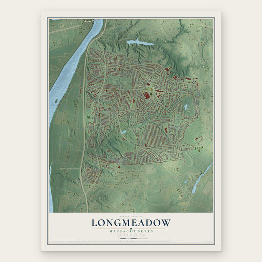 Longmeadow, Massachusetts map print, the full design