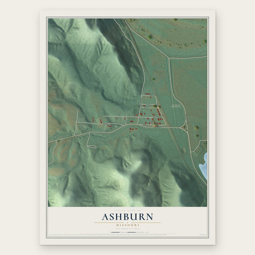 Ashburn, Missouri map print, the full design