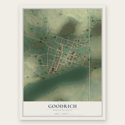 Goodrich, North Dakota map print, the full design