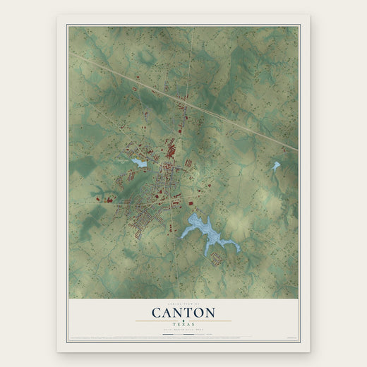 Canton, Texas map print, the full design