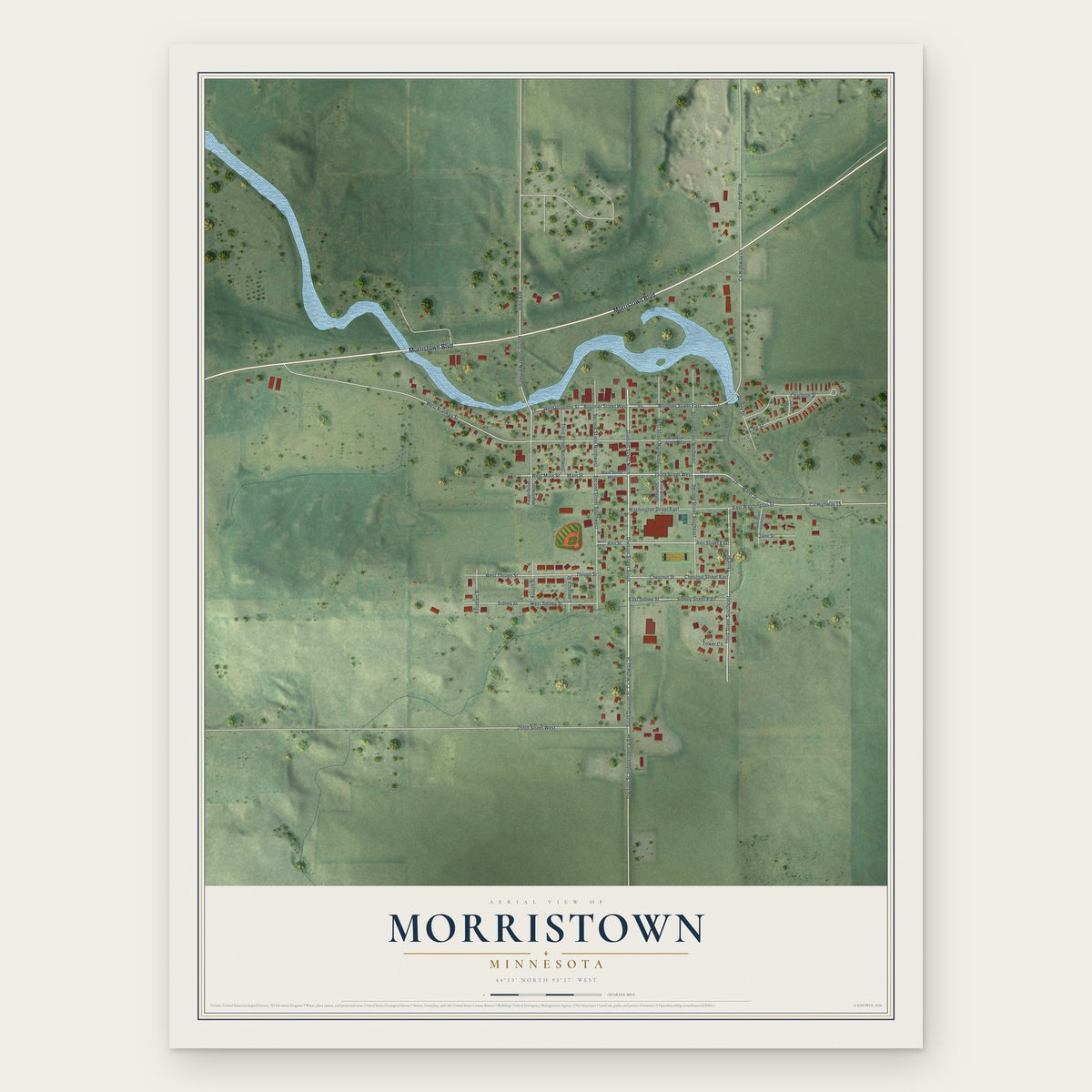 Morristown, Minnesota map print, the full design
