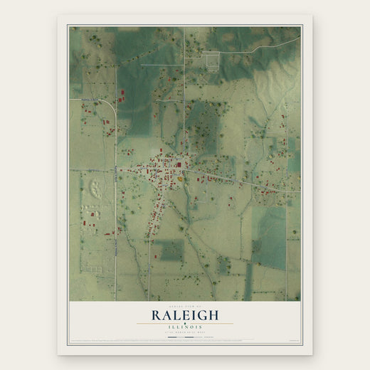 Raleigh, Illinois map print, the full design