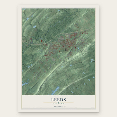 Leeds, Alabama map print, the full design